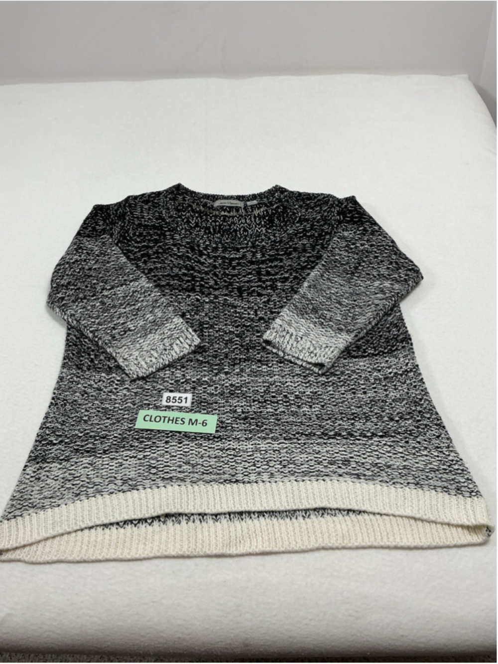 Womans Excellent Cond. Jason Maxwell Pullover Sweater 3/4 Sleeve 1X Black White